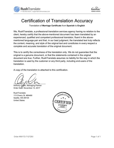 certified translation certificate