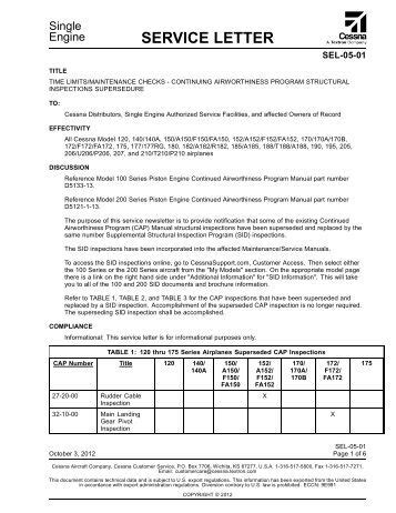 cessna single engine service letter sel 57 01 Reader