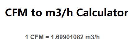 cfm to m3 h calculator