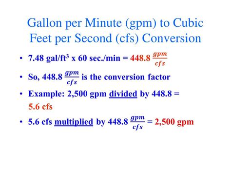 cfs to gallons