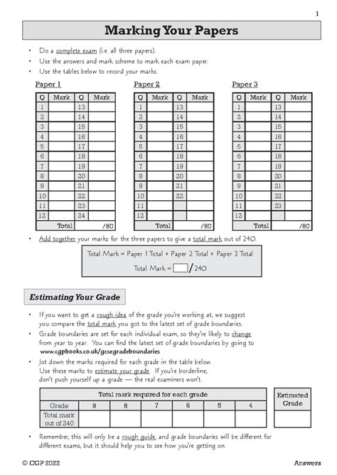 cgp paper mark schemes year 4 PDF
