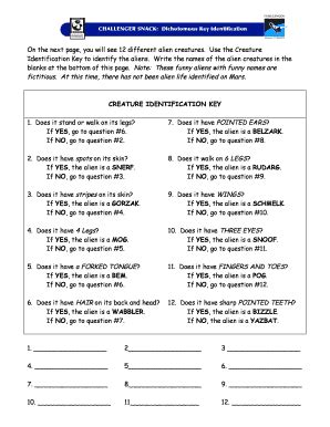 challenger snack dichotomous key identifications answer key Reader