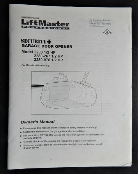 chamberlain liftmaster 13 hp garage door opener manual Doc