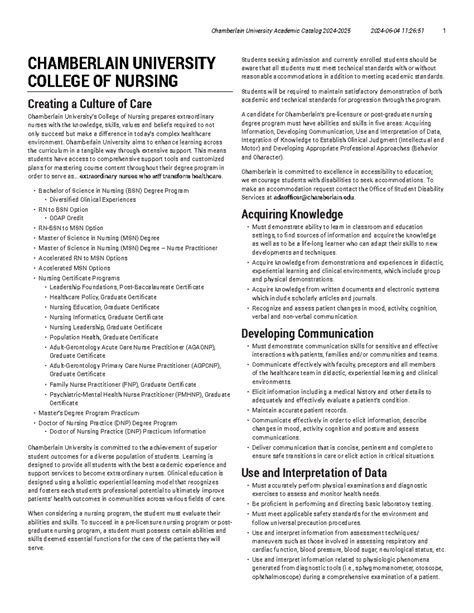 Chamberlain University Course Catalog