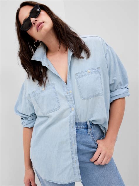 chambray and denim shirt