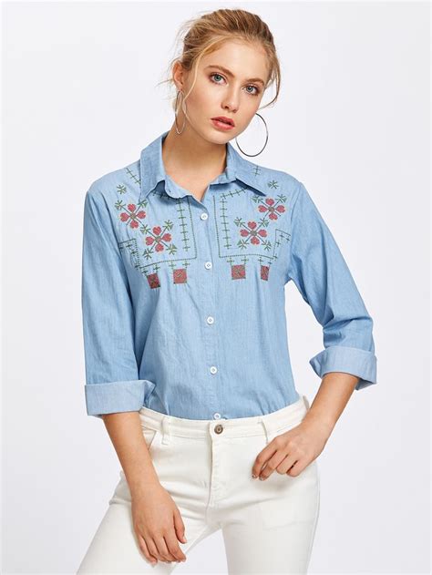 chambray shirt embroidered