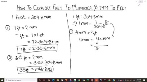 change millimeters to feet