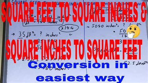 change square inches into square feet