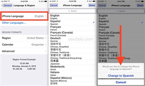 changing language on iphone