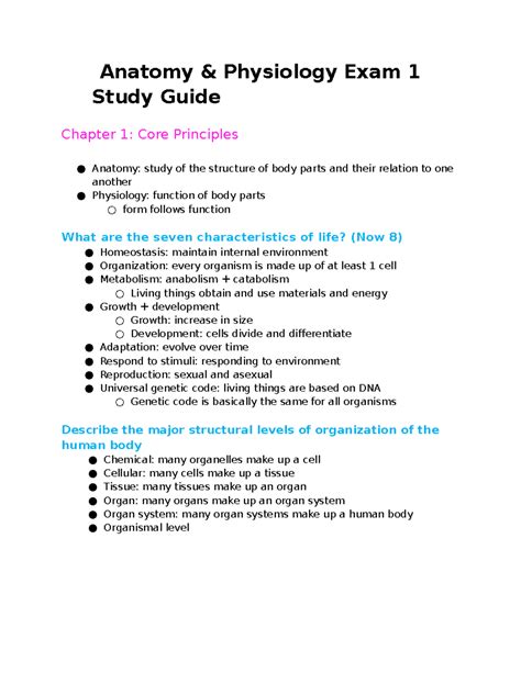 chapter 1 introduction to anatomy and physiology study guide PDF