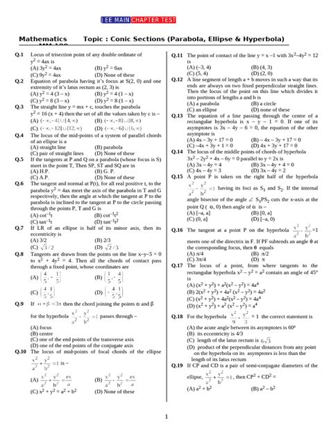 chapter 10 conic sections test Doc