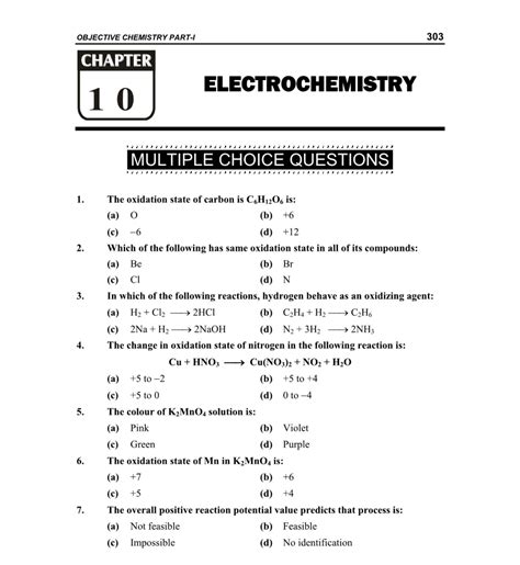 chapter 10 electrochemistry mcqs out class PDF