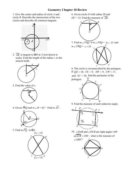 chapter 10 review geometry Doc