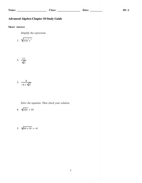 chapter 10 worksheet answers PDF