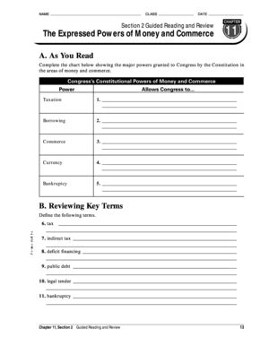 chapter 11 section 2 guided reading and review the expressed powers of money and commerce answers pdf Reader