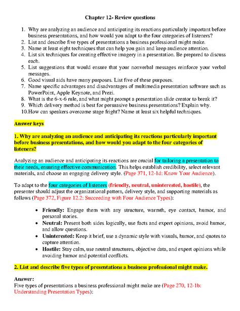 chapter 12 creating presentations review questions answers Reader