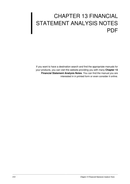 chapter 13 financial statement analysis notes Epub