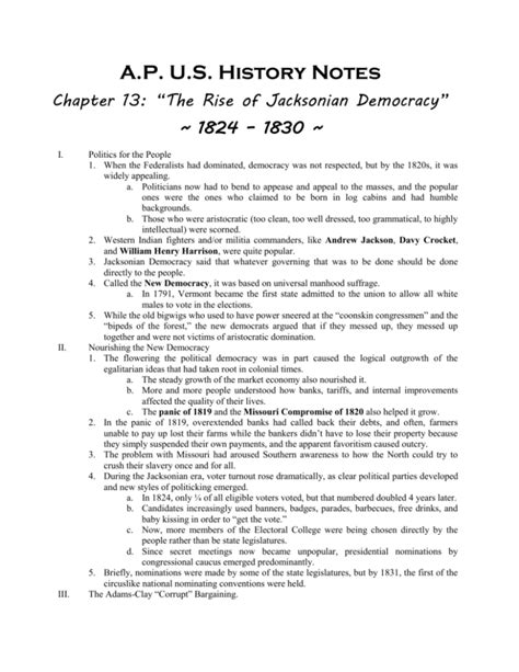 chapter 13 the rise of jacksonian democracy notes Reader