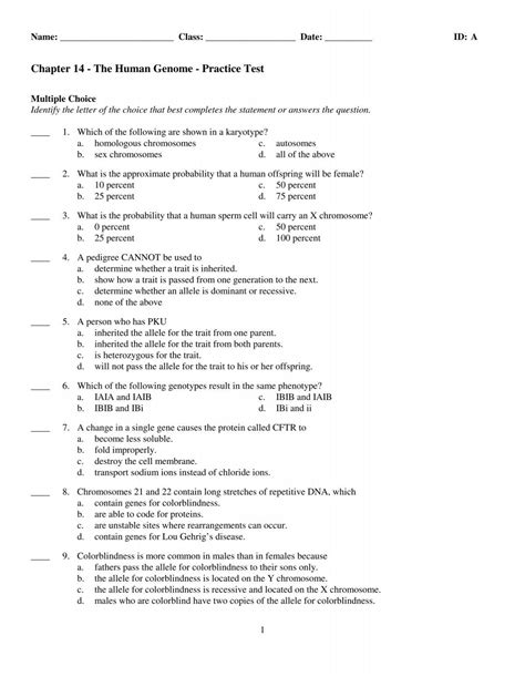 chapter 14 human genome test PDF