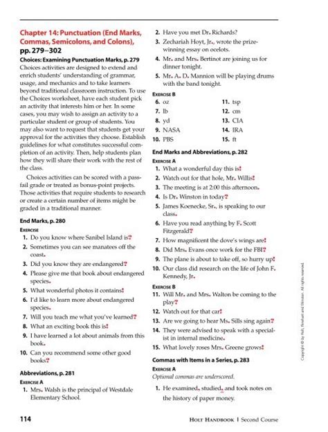chapter 14 punctuation answers Reader
