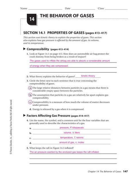 chapter 14 the behavior of gases worksheet answers Kindle Editon