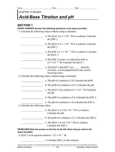 chapter 15 acid base titration ph answers Kindle Editon