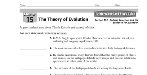 chapter 15 darwin s theory of evolution worksheet answer key Epub