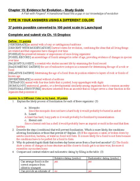 chapter 15 evolution study guide Reader