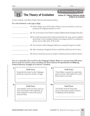 chapter 15 the theory of evolution reinforcement and study guide answer key PDF