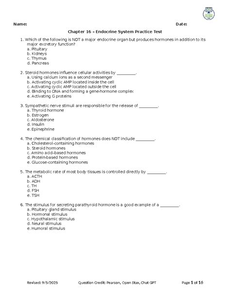 chapter 16 endocrine system test Reader
