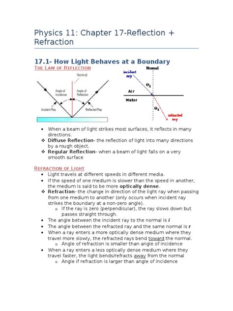 chapter 17 reflection and refraction Doc