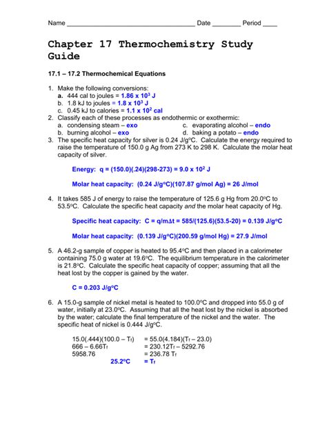 chapter 17 thermochemistry study guide answers Kindle Editon