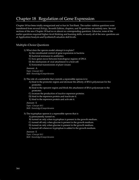 chapter 18 regulation of gene expression answer key Doc