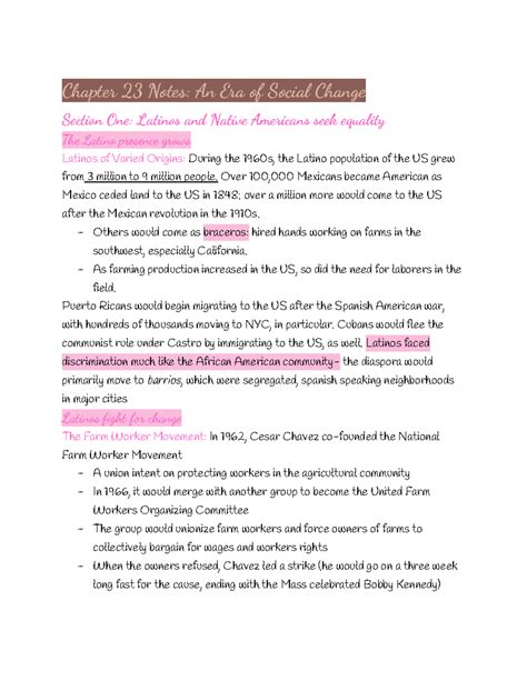 chapter 23 an era of social change notes Doc