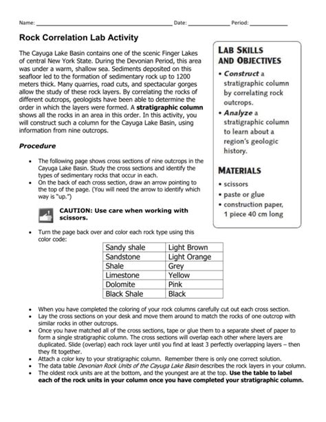 chapter 29 lab activity rock correlation answers Doc