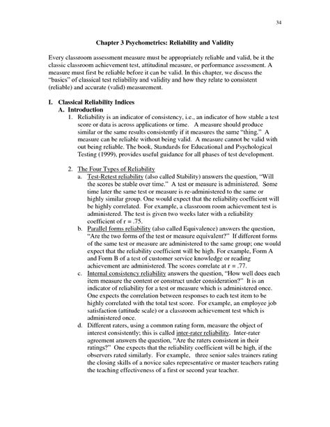 chapter 3 psychometrics reliability validity Doc