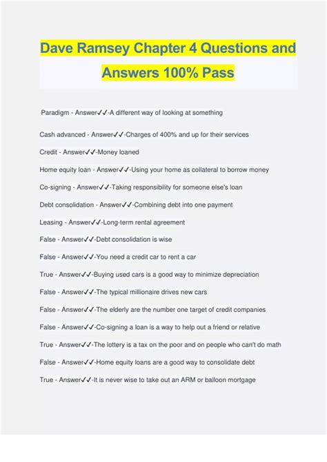 chapter 4 dave ramsey test Doc