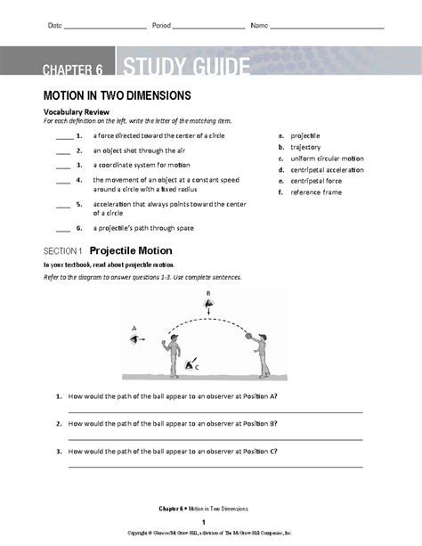 chapter 6 motion in two dimensions study guide answers Doc