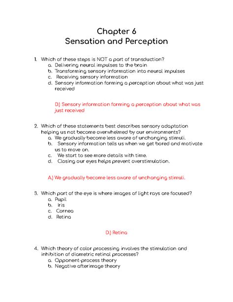 chapter 6 sensation and perception study guide answers Doc