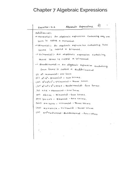 chapter 7 algebraic expressions Epub