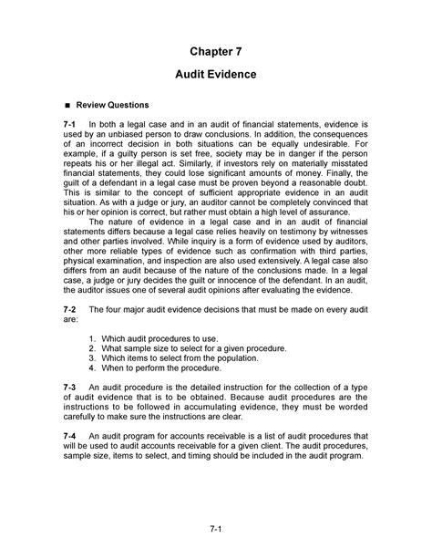 chapter 7 audit evidence questions Reader