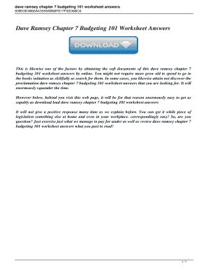 chapter 7 budgeting 101 workbook answers pdf Doc