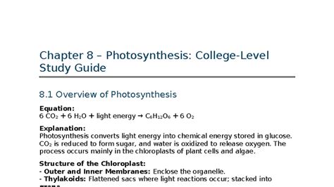chapter 8 photosynthesis study guide Reader