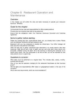 chapter 8 restaurant operation and maintenance Reader