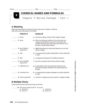 chapter 9 chemistry test PDF