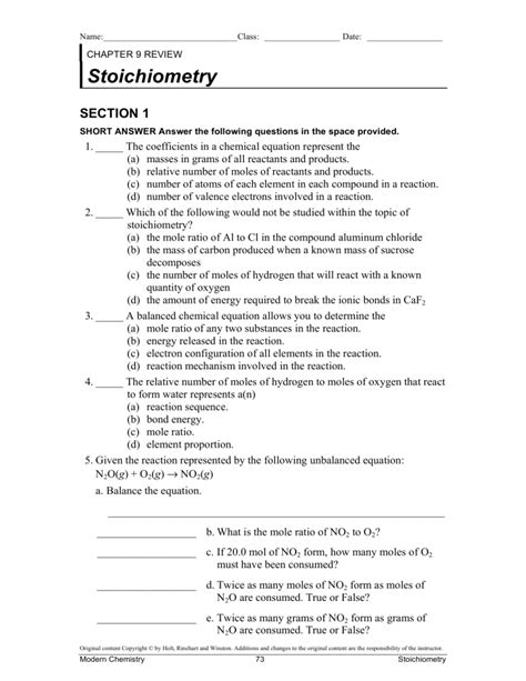 chapter 9 stoichiometry work answers Reader