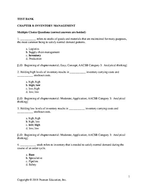chapter inventory management multiple choice questions Doc