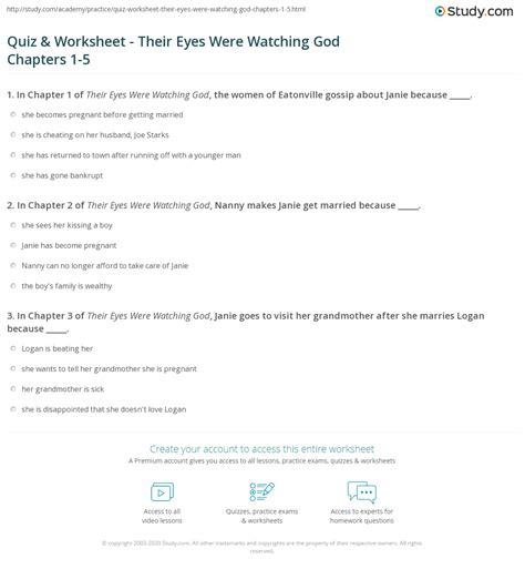 chapter questions for their eyes were watching god Doc