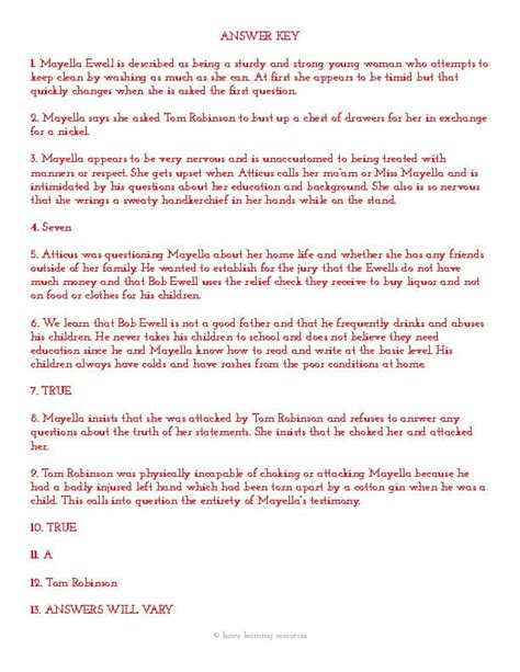 chapter quizzes for to kill a mockingbird Epub