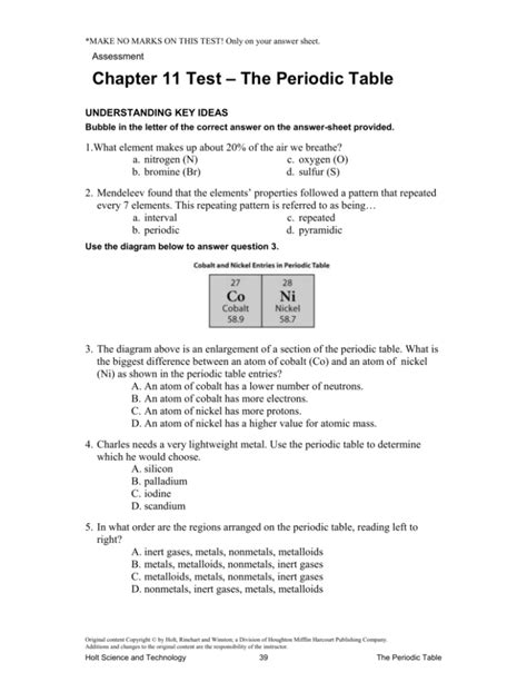chapter test atom and periodic table Doc